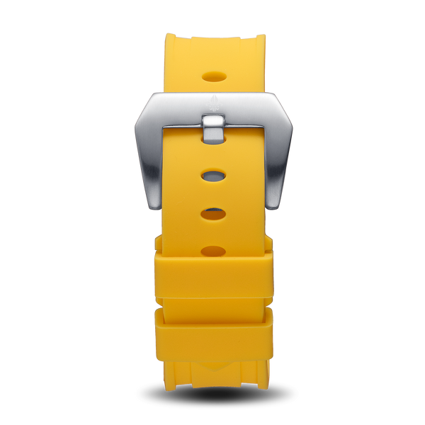 Yellow Silicone Strap With Silver Buckle